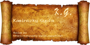 Kaminszky Gyula névjegykártya